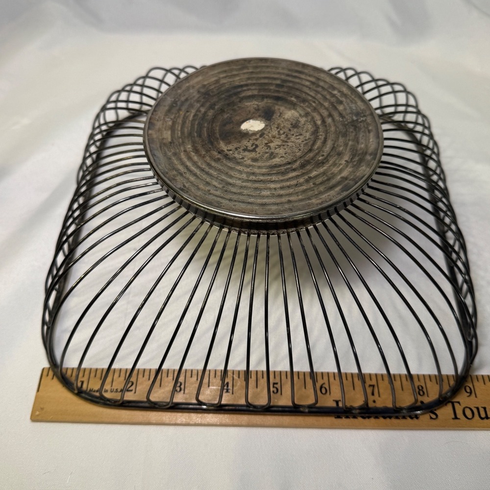 Vintage Silver Plated Square Wire Fruit Basket Centerpiece Bowl 9 Inch - Picture 6 of 6